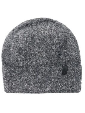 AllSaints Metallic Eyelash Knit Beanie Gray Blue Soft Fuzzy Hat OS NWT